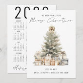 2025 Kalender Vrolijke Kerstboom Feestdagenkaart (Voorkant / Achterkant)