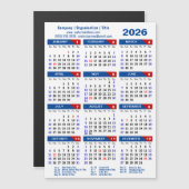 2025 Kalender Zakelijk Eenvoudig Blauw Rood Magnet (Voorkant / Achterkant)