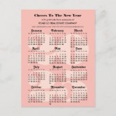 2025 Kalender Zakelijk Elegant Roze Minimalist Feestdagenkaart (Voorkant)