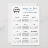 2025 Kalender Zakelijk Logo Blauw Wit Gingham Feestdagenkaart (Voorkant)