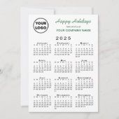2025 Kalender Zakelijk Logo Groen Wit Gingham Feestdagenkaart (Voorkant)