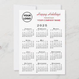 2025 Kalender Zakelijk Logo Rood Wit Gingham Feestdagenkaart