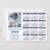 2025 Kalender Zakelijk Logo US Patriottisch Blauw  Feestdagenkaart (Voorkant)