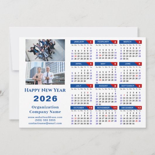 2025 Kalender Zakelijk Logo US Patriottisch Blauw  Feestdagenkaart (Voorkant)