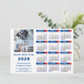 2025 Kalender Zakelijk Logo US Patriottisch Blauw  Feestdagenkaart (Staand voorkant)