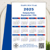 2025 Kalender Zakelijk Logo US Patriottisch Blauw  Feestdagenkaart