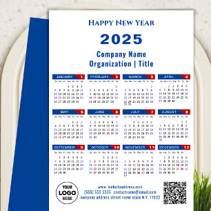 2025 Kalender Zakelijk Logo US Patriottisch Blauw  Feestdagenkaart
