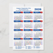 2025 Kalender Zakelijk Logo US Patriottisch Blauw  Feestdagenkaart (Voorkant)