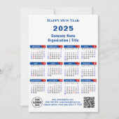 2025 Kalender Zakelijk Logo US Patriottisch Blauw  Feestdagenkaart (Voorkant)