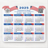 2025 Kalender Zakelijk Logo US Patriottisch Blauw Muismat (Voorkant)