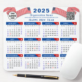 2025 Kalender Zakelijk Logo US Patriottisch Blauw  Muismat