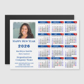 2025 Kalender Zakelijke Foto Blauw Rood Magnetisch (Voorkant / Achterkant)