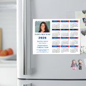 2025 Kalender Zakelijke Foto Blauw Rood Magnetisch