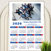 2025 Kalender Zakelijke Foto Eenvoudig Blauw Rood