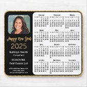 2025 Kalender Zakelijke Foto Elegant Gouden Glitte Muismat (Voorkant)