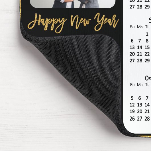 2025 Kalender Zakelijke Foto Elegant Gouden Glitte Muismat (Hoek)