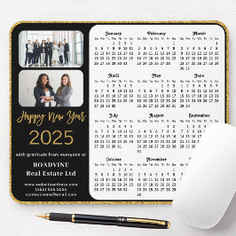2025 Kalender Zakelijke Foto Elegant Gouden Glitte Muismat