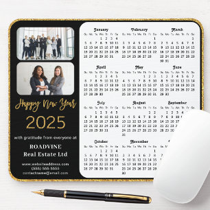 2025 Kalender Zakelijke Foto Elegant Gouden Glitte Muismat