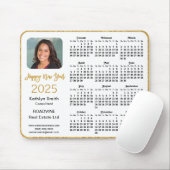 2025 Kalender Zakelijke Foto Elegant Gouden Glitte Muismat (Met muis)
