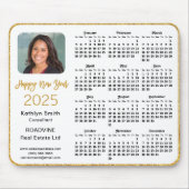 2025 Kalender Zakelijke Foto Elegant Gouden Glitte Muismat (Voorkant)