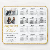 2025 Kalender Zakelijke Foto Elegant Gouden Glitte Muismat (Voorkant)