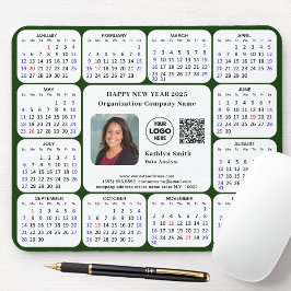 2025 Kalender Zakelijke Foto Logo QR Modern Groen Muismat