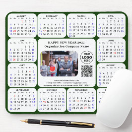 2025 Kalender Zakelijke Foto Logo QR Modern Groen Muismat