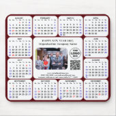2025 Kalender Zakelijke Foto Logo QR Modern Rood Muismat (Voorkant)