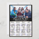 2025 Kalender Zakelijke Foto Modern Zwart Minimal Feestdagenkaart (Voorkant)