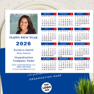2025 Kalender Zakelijke Logo Foto Eenvoudig Blauw Feestdagenkaart