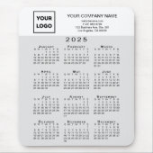 2025 Kalender Zakelijke Logo Tekst Lichtgrijs Wit Muismat (Voorkant)