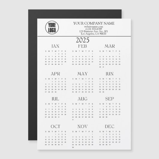 2025 Kalender Zakelijke Logo Tekst | Willekeurige  (Voorkant / Achterkant)
