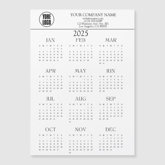 2025 Kalender Zakelijke Logo Tekst | Willekeurige (Voorkant)