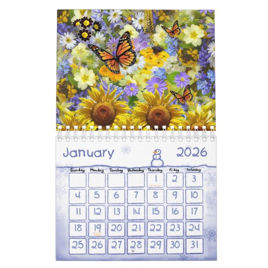 2025 Kalender Zonnebloem Vlinder (Jan 2026)
