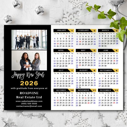 2025 Kalender Zwart Goud Business 2 Foto Magnetisc