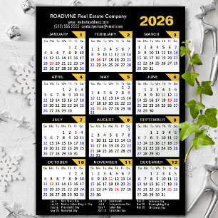 2025 Kalender Zwart Goud Modern Zakelijk Magnetisc