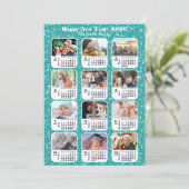 2025 Kalenderfamilie 12 Fotocollage Feestelijk Bla Feestdagenkaart (Staand voorkant)