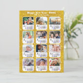 2025 Kalenderfamilie 12 Fotocollage Feestelijk Gou Feestdagenkaart (Staand voorkant)