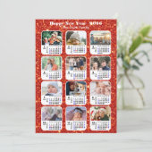 2025 Kalenderfamilie 12 Fotocollage Feestelijk Roo Feestdagenkaart (Staand voorkant)