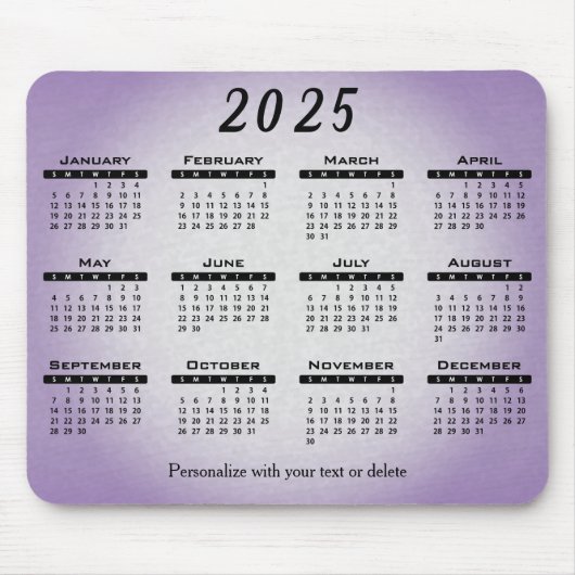 2025 Kalendergradiënt Paarse - Jaar Muismat (Voorkant)