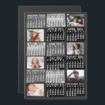 2025 Kalenderjaar Black Mod Custom Photo Collage Magnetische Uitnodiging<br><div class="desc">Deze gepersonaliseerde 2025 jaar maandelijkse magnetische kalender heeft een moderne geometrische look uit het midden van de eeuw met asymmetrische kleurblokken en uitgesneden typografie in papierstijl. Gebruik de eenvoudige sjablonen om zes van je favoriete foto's toe te voegen (horizontaal werkt het beste, maar alle vormen passen zich automatisch aan de...</div>