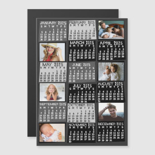 2025 Kalenderjaar Black Mod Custom Photo Collage Magnetische Uitnodiging