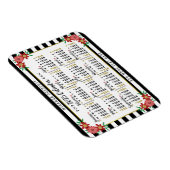 2025 Kalenderjaar Maandelijkse Bloemrijke Strepen  Magneet (Rechterzijde)