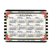 2025 Kalenderjaar Maandelijkse Bloemrijke Strepen  Magneet (Horizontaal)