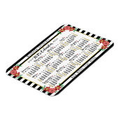 2025 Kalenderjaar Maandelijkse Bloemrijke Strepen  Magneet (Linkerzijde)