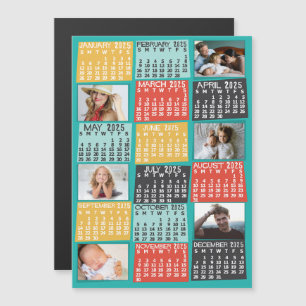 2025 Kalenderjaar Moderne Aangepaste Fotocollage Magnetische Uitnodiging