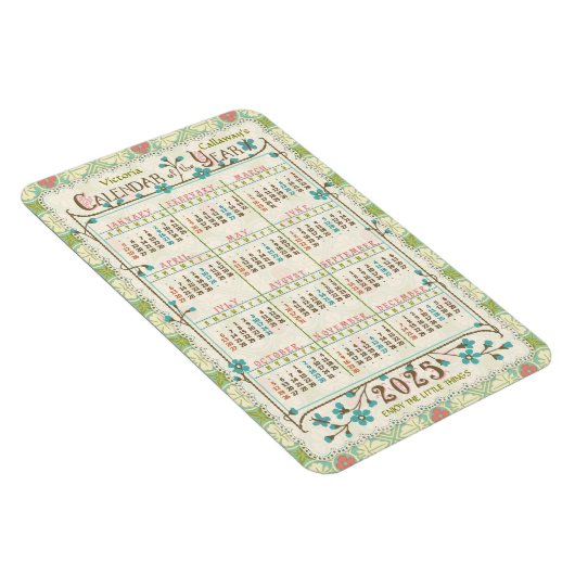 2025 Kalenderjaar op maat | Victoriaans Art Nouvea Magneet (Rechterzijde)