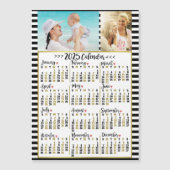 2025 Kalenderjaar Preppy Stripes | Aangepaste foto Magnetische Uitnodiging (Voorkant)