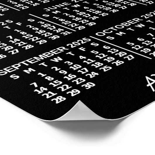 2025 Kalenderjaar Zwart Aangepast 3 Foto's Maandel Poster (Hoek)