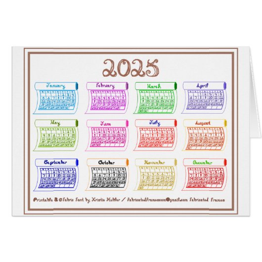 2025 Kalenderlijn Art Bolts van Kleurstof Font (Voorkant Horizontaal)
